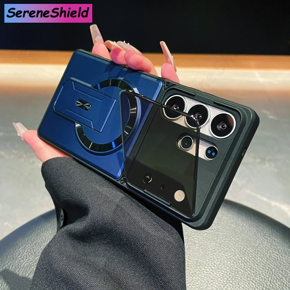 Camera Lens Cap & Magnetic Holder Phone Case for Samsung Galaxy Series