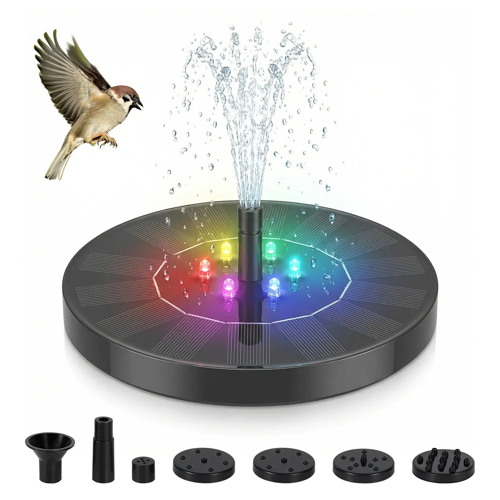 Solar Fountain Pump with LED Lights