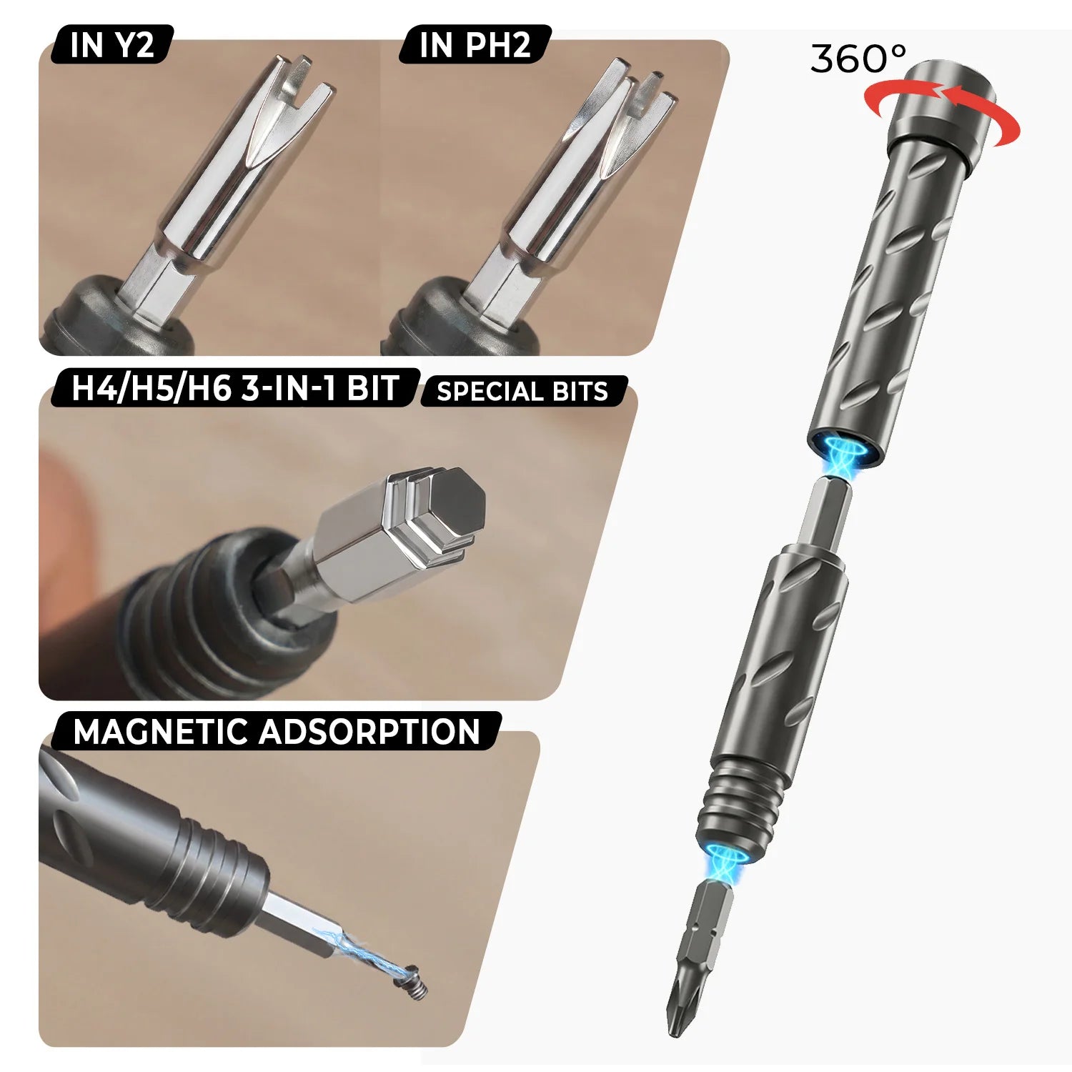55-in-1 Precision Magnetic Screwdriver Set with 360° Swivel Handle