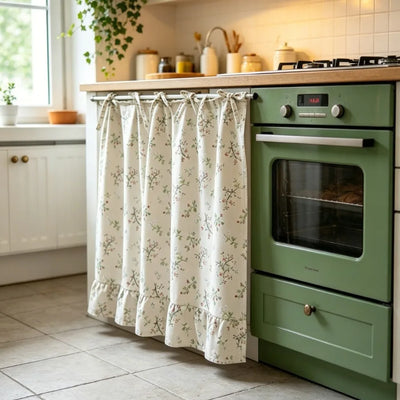 Farmhouse Plaid Kitchen Stove Cover with Ruffled Edges