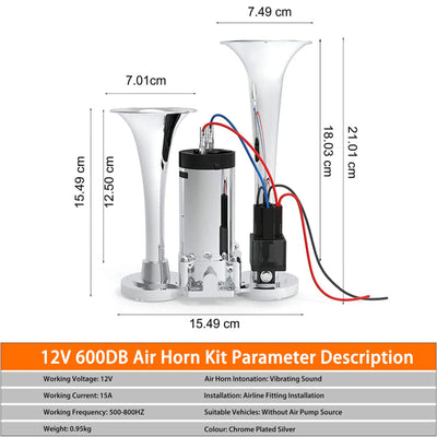 12V Dual Trumpet Super Loud Electric Air Horn