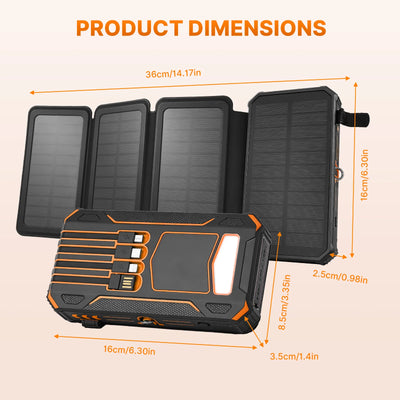 48,000mAh Solar Power Bank with 4 Panels & Wireless Charging