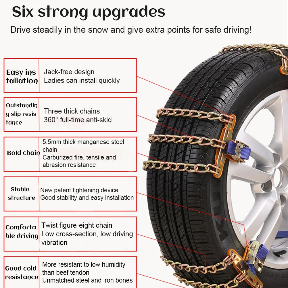 Cadenas de nieve antideslizantes universales para coches, SUV y camiones