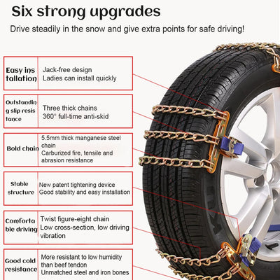 Cadenas de nieve antideslizantes universales para coches, SUV y camiones