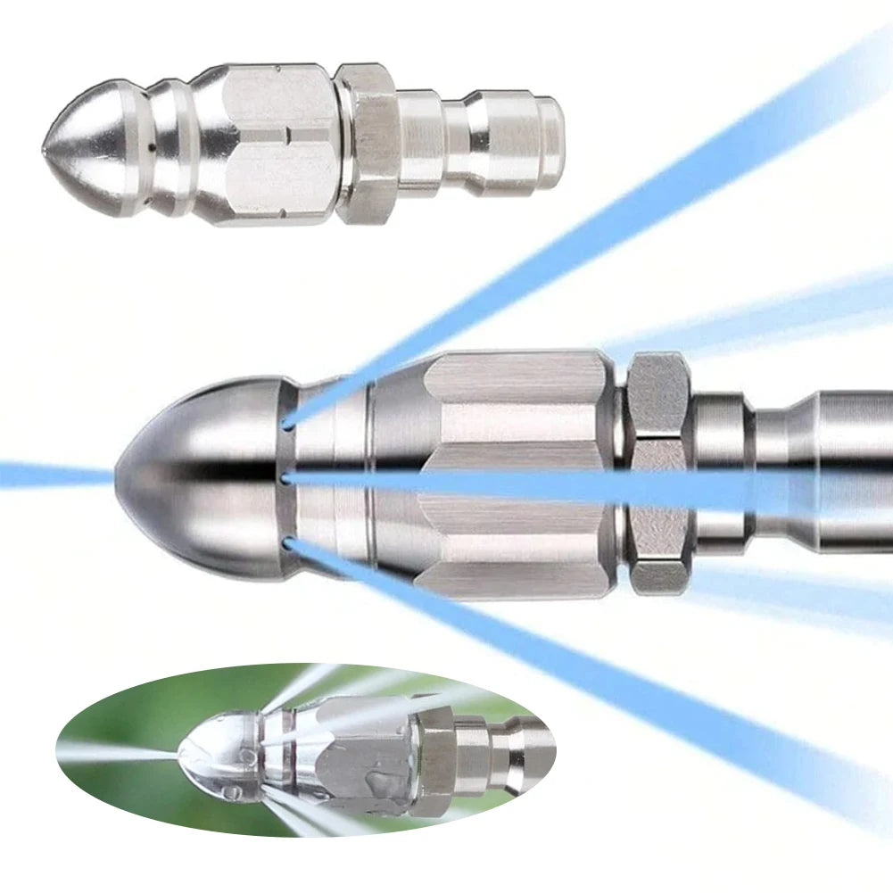Stainless Steel Sewer Jetter Nozzle (1/4" Quick Connector, 5000 PSI)