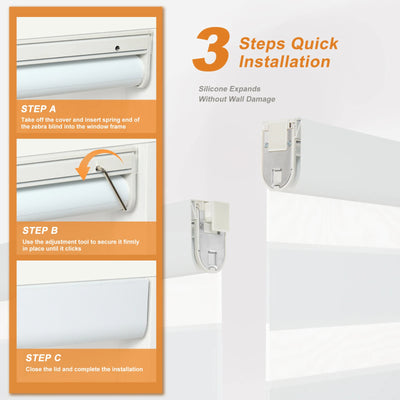 No-Drill Cordless Zebra Blinds