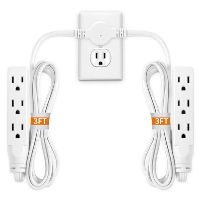 Twin Extension Cord Power Strip with Flat Plug (ETL Certified)