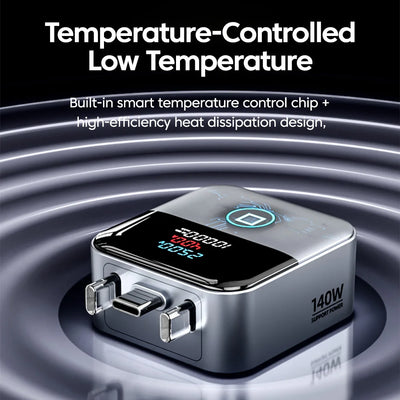 140W Auto-Disconnect USB-C Adapter with LED Power Display