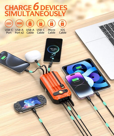 40000mAh Solar Power Bank + Hand Crank