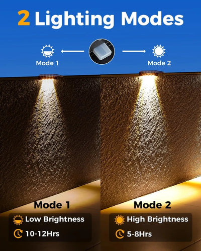 2 Pack Solar Wall Lights – 4 LED Outdoor