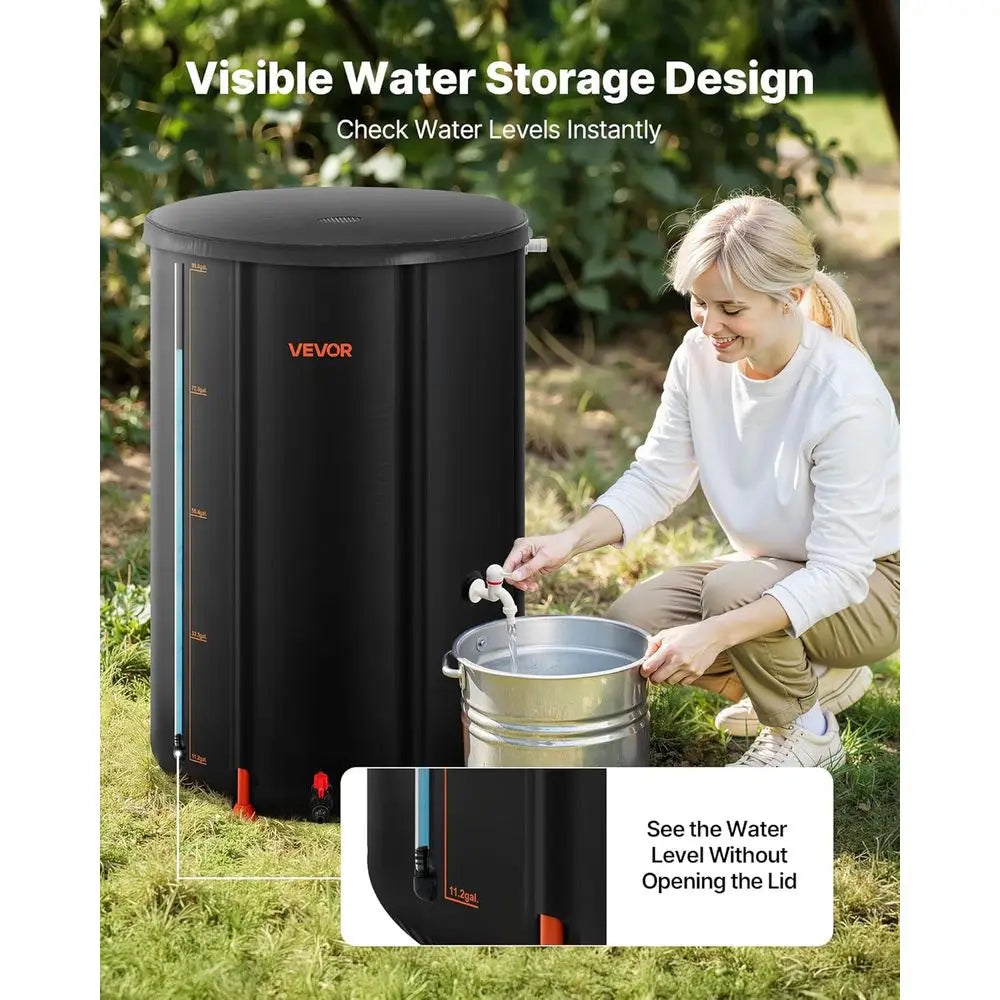 100-Gallon Portable Rainwater Collection Barrel & Folding Water Tank