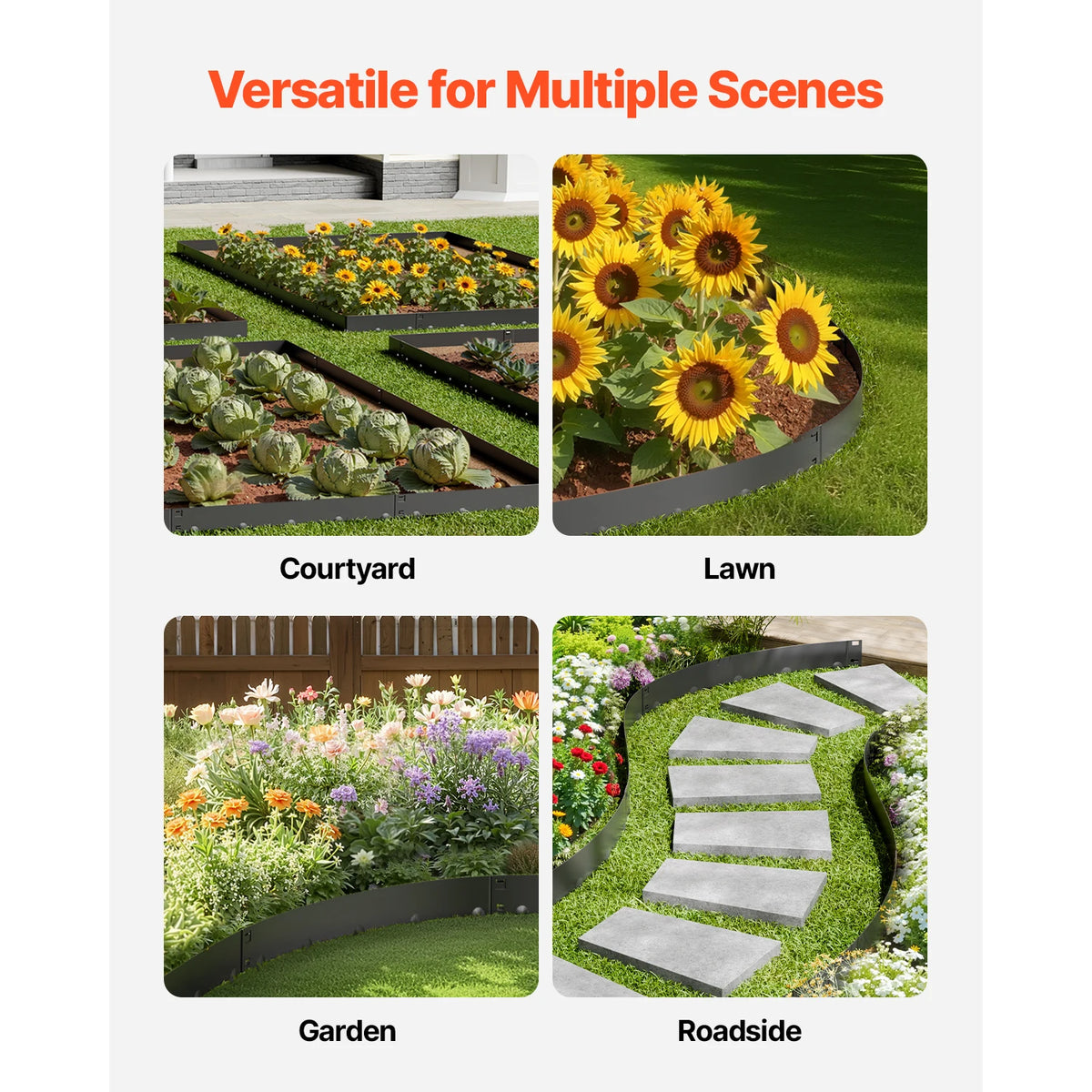 SucceBuy Flexible Steel Landscape Edging (5-Pack, 39x3")