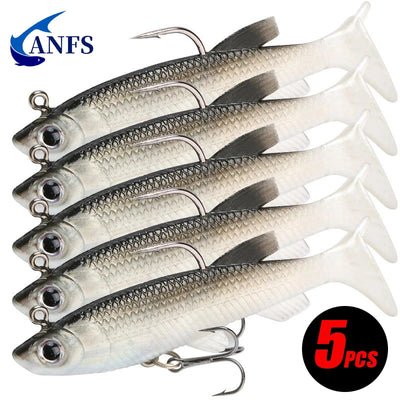 5PCS Soft Fishing Lure Kit 3.3in