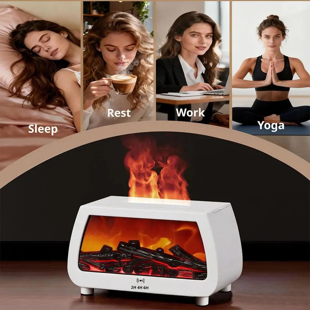 Flame Effect Ultrasonic Aroma Diffuser with LED Lights