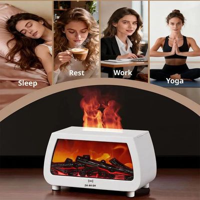 Flame Effect Ultrasonic Aroma Diffuser with LED Lights