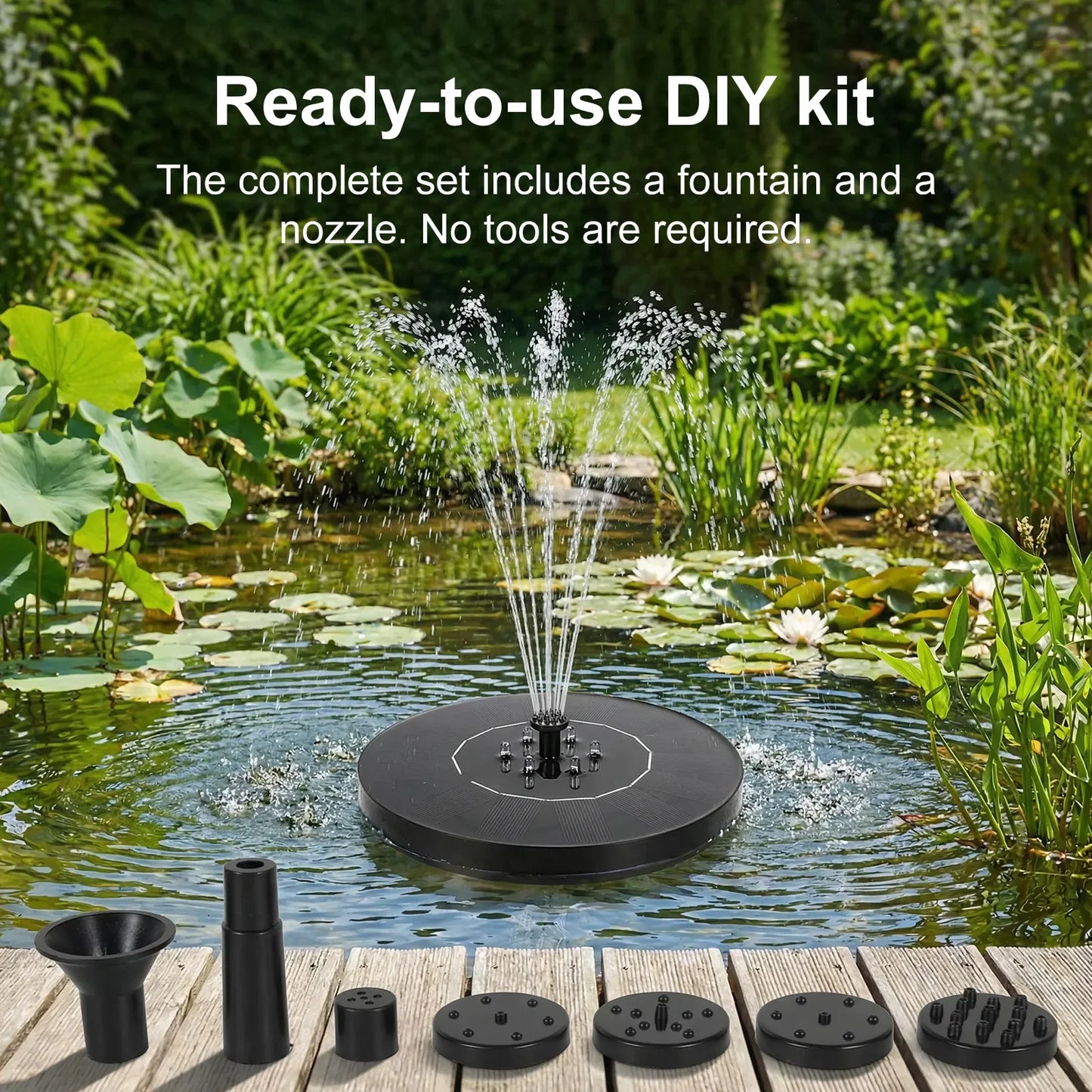 Solar Fountain Pump with LED Lights