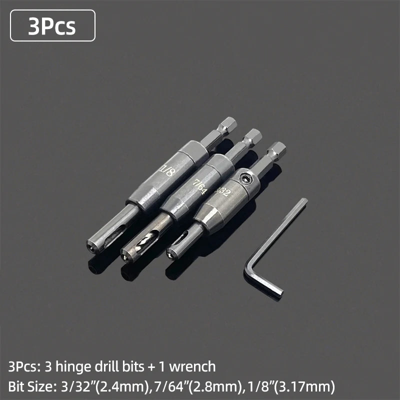 Self-Centering Hinge Drill Bit SET