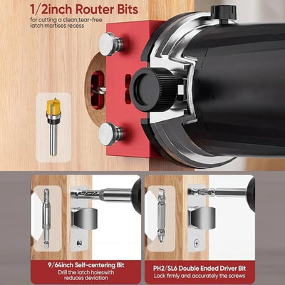 Precision Aluminum Door Lock Mortising Jig Kit
