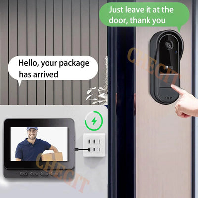 Wireless Video Doorbell with 4.3" Indoor Monitor