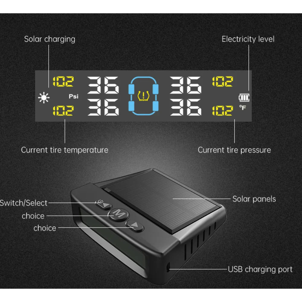 Solar TPMS Car Tire Pressure Sensors