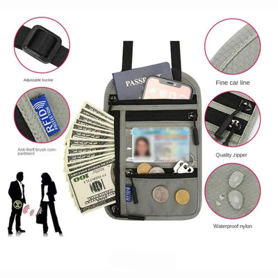 RFID Travel Neck Wallet Pouch