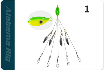 5-Arm Alabama Umbrella Rig Fishing Lure Set