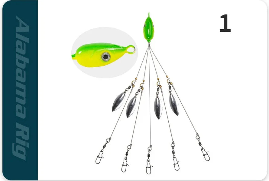 5-Arm Alabama Umbrella Rig Fishing Lure Set