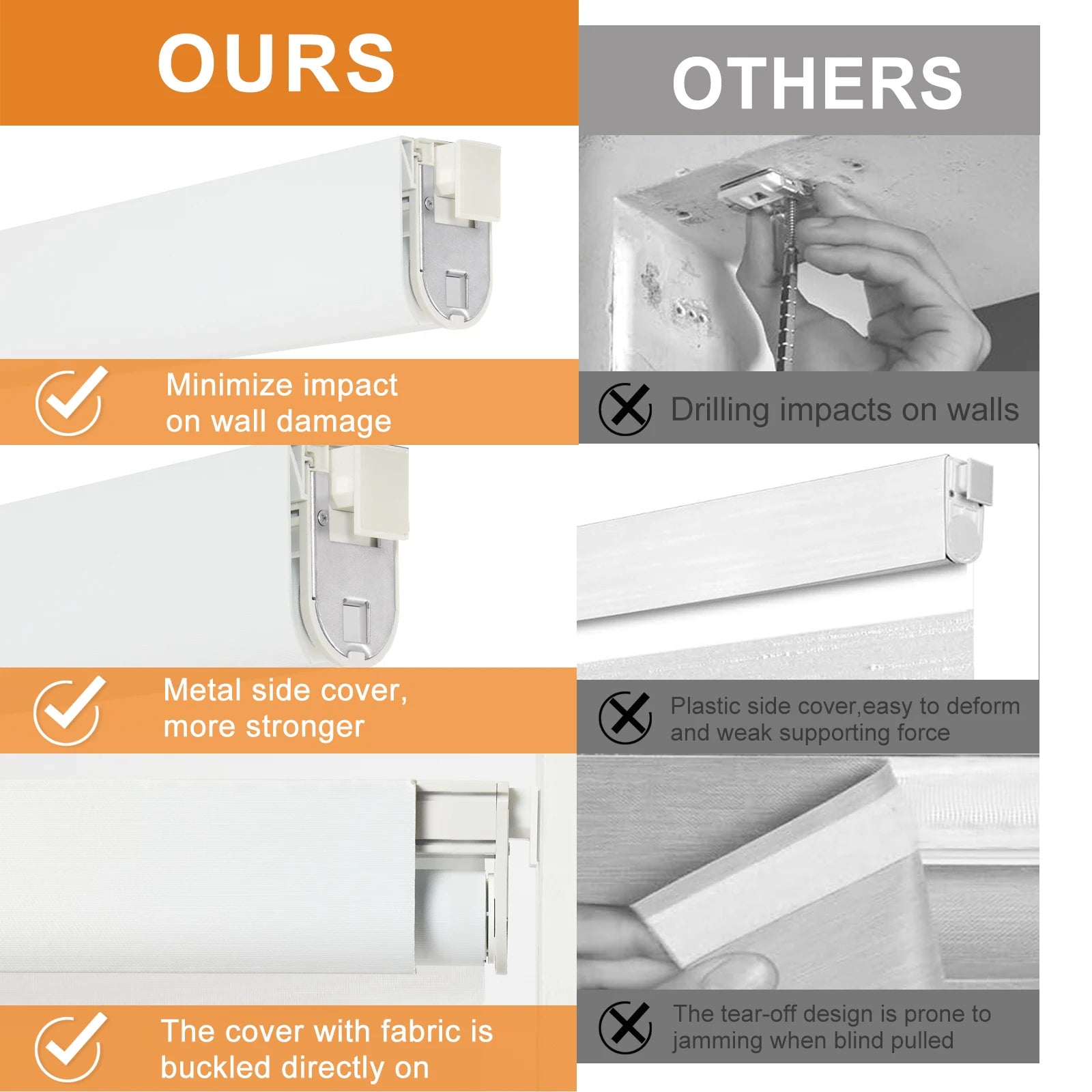 No-Drill Cordless Zebra Blinds
