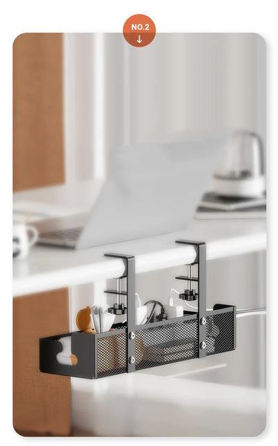 No-Drill Under Desk Cable Management Tray