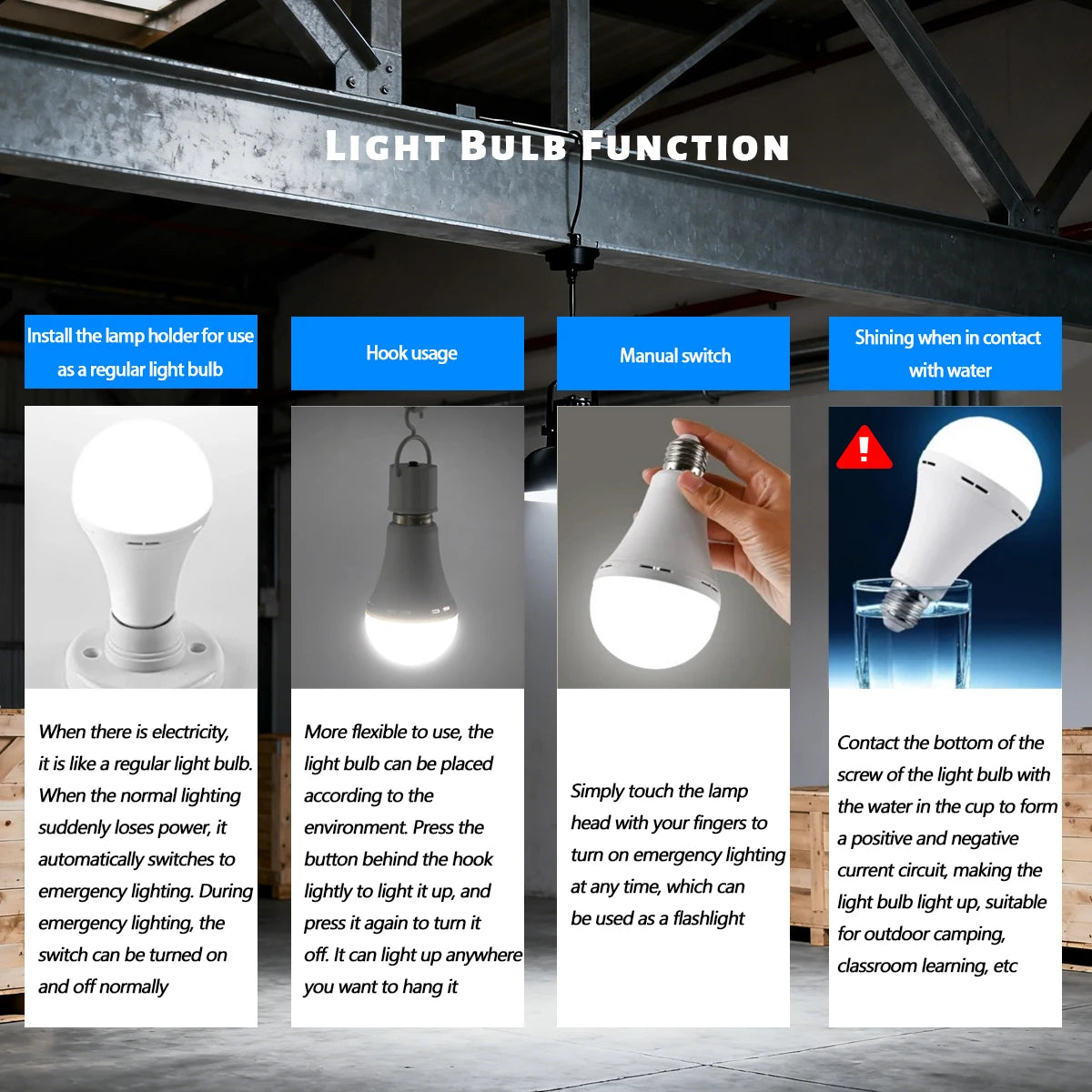 A60 E27 Rechargeable Emergency LED Bulbs