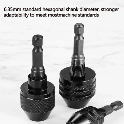 1/4" Hex Shank Keyless Drill Chuck Adapter (0.3mm–6.5mm Clamping Range)