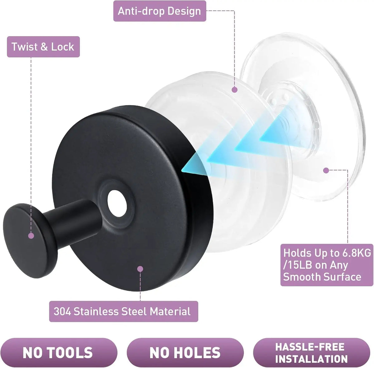 Stainless Steel Suction Cup Wall Hook