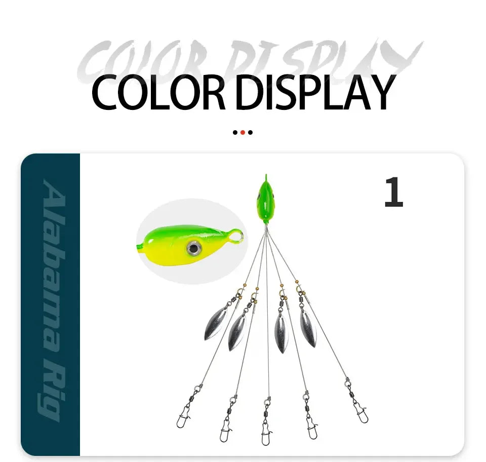 5-Arm Alabama Umbrella Rig Fishing Lure Set