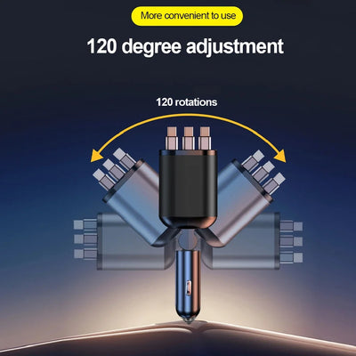 180W 7-in-1 Fast Car Charger with Retractable Cables
