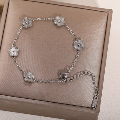 Five-Petal Clover Stainless Steel Bracelet
