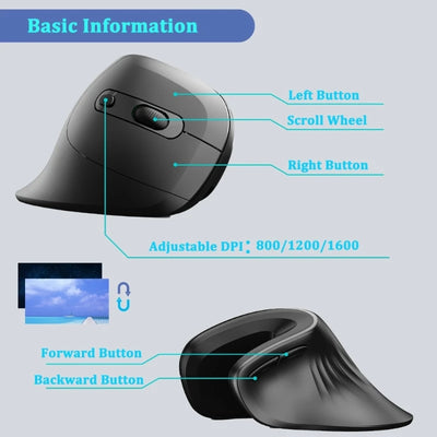 Right-Hand Ergonomic Vertical USB Optical Mouse