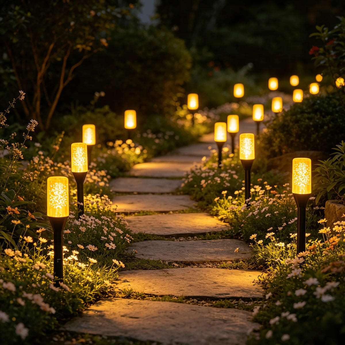Solar Bubble Tube Pathway Stake Lights (Warm White)
