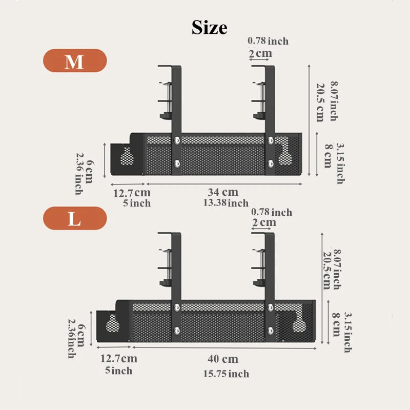 No-Drill Under Desk Cable Management Tray