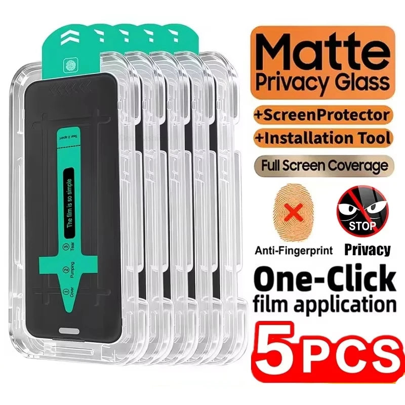 Matte Privacy Tempered Glass Screen Protector with Dust-Free Auto Installation Tray