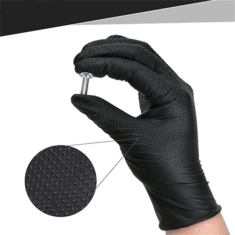 Heavy Duty Black Nitrile Gloves - Premium Quality
