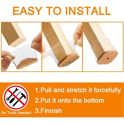 24-Pack Square Silicone Furniture Leg Caps