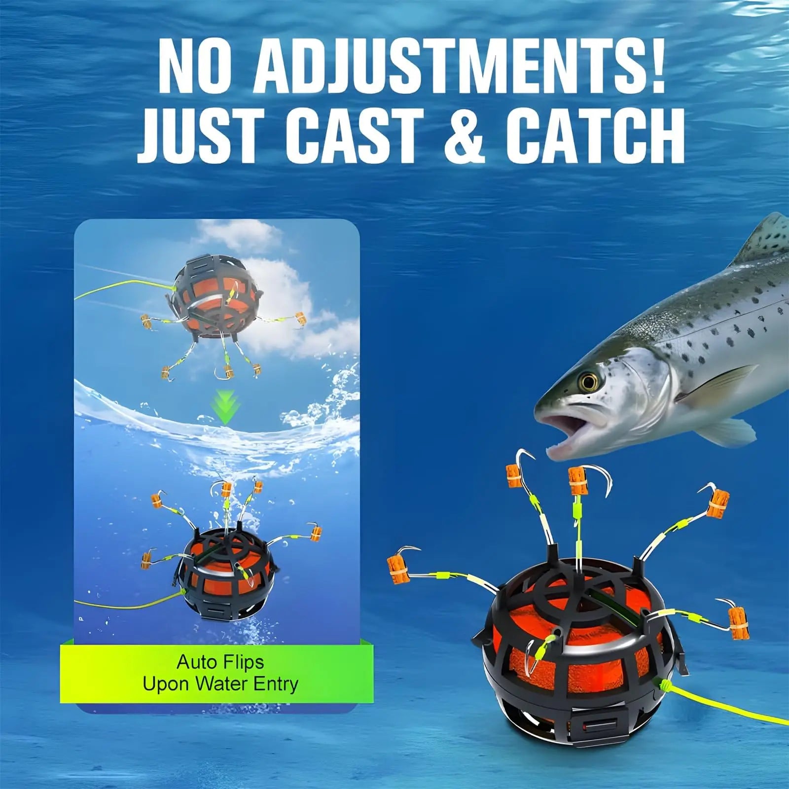 Anti-Tangle Bottom Bait Cage Feeder Rig (6 Hooks)