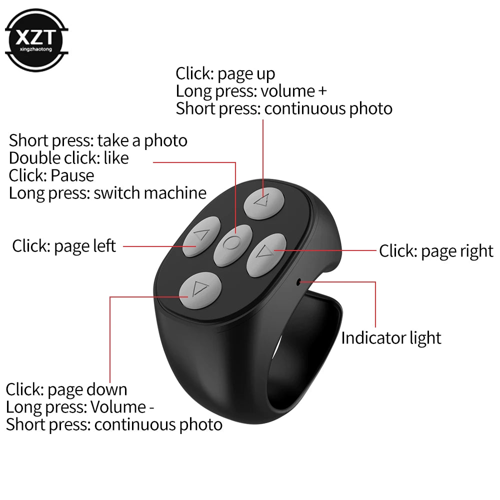 Bluetooth Fingertip Ring Remote & Scrolling Controller