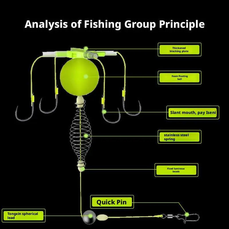 All-in-One Feeder Spring Bait Rig with 4 Hooks