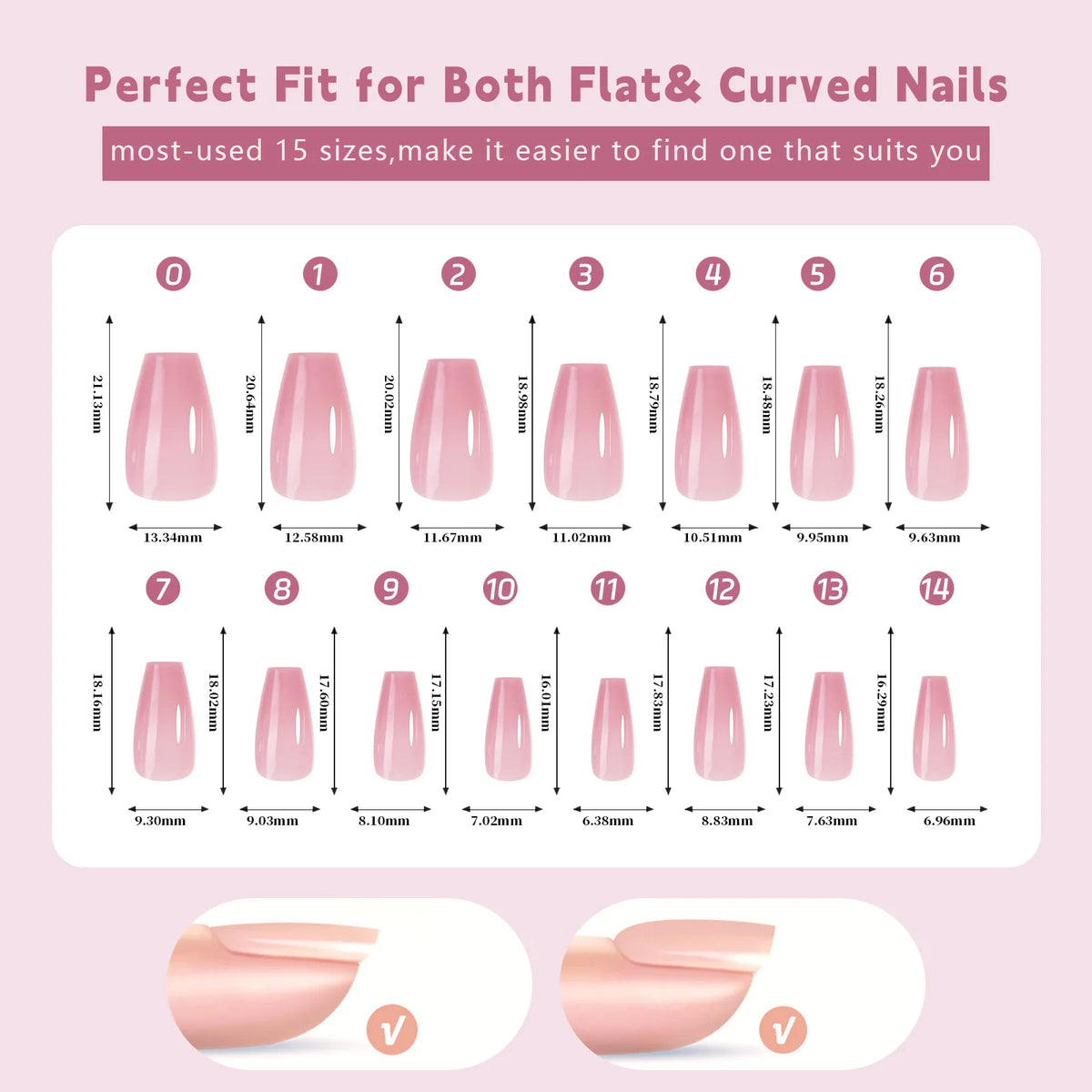 150 piezas de uñas postizas almendradas color nude – estilo ballet