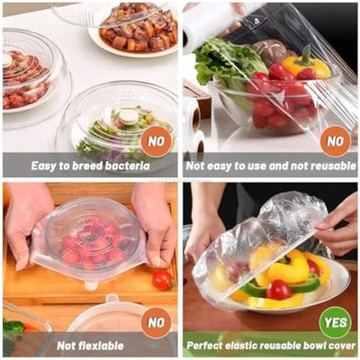 Reusable Elastic Food Storage Covers & Stretch Bowl Lids