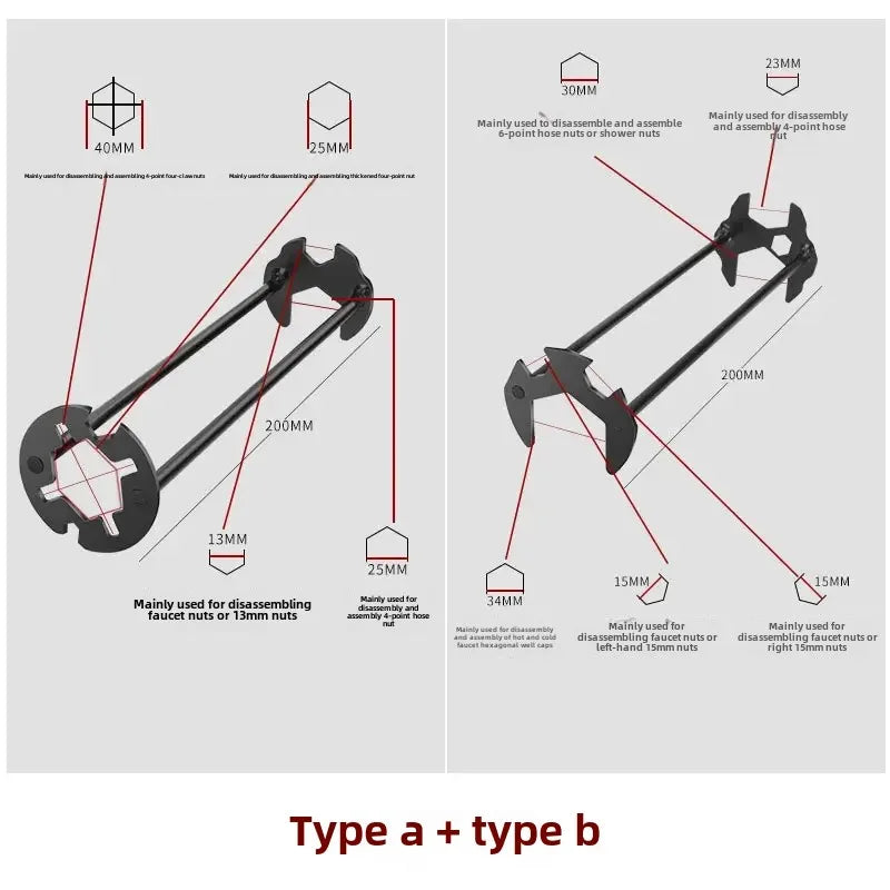 Multifunctional Bathroom Wrench (2 Pack)