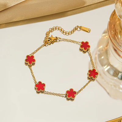 Five-Petal Clover Stainless Steel Bracelet
