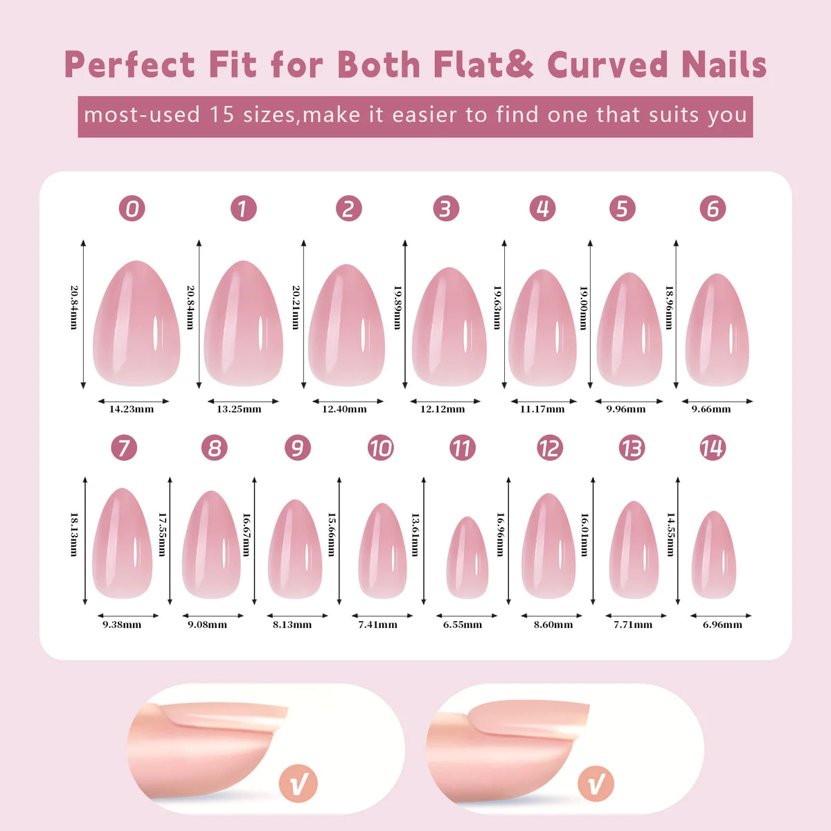 150 piezas de uñas postizas almendradas color nude – estilo ballet
