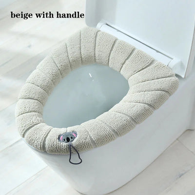 Soft Plush Toilet Seat Cover with Handle – Warm & Reusable